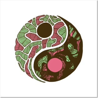 Pink Mint Abstract Yin Yang Posters and Art